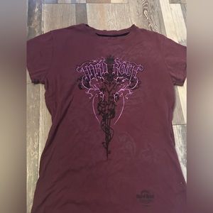 Hard Rock Cafe shirt purple 2000s looking shirt